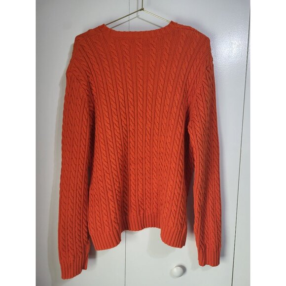 Lauren Ralph Lauren LG Crew Cable Knit Sweater Chunky Preppy Academia Orange - Picture 3 of 9
